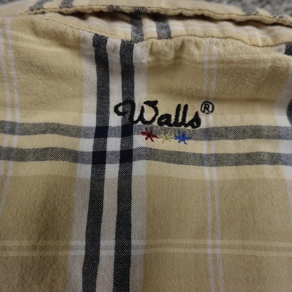 Walls Ranch Wear Shirt Mens XLT Beige Plaid Western Pearl Snap Cowboy Ranch Work - Picture 8 of 9